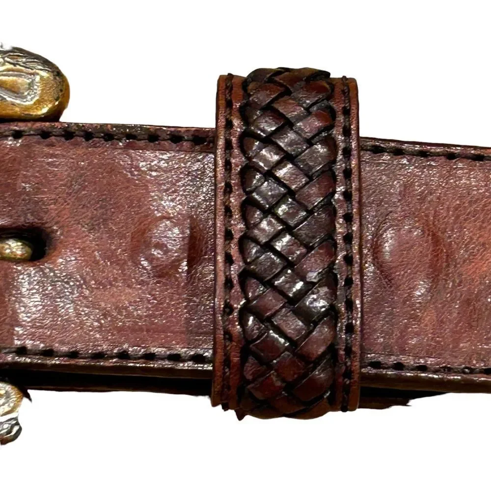 Brown Leather Braided Belt 34